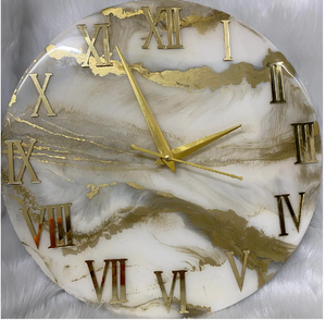 Resin <b>Digital</b> Wall <b>Clock</b> in golden glittery appearance Roman Numerals Battery Powered Modern Design for Decoration and Gifting - Product Image 1