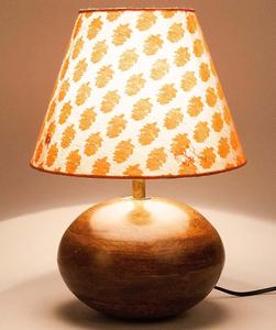 Midcentury Wooden Table Lamp with Pink Fabric Empire Shade Warm White LED <b>Light</b> for Bedroom Decorative <b>Lighting</b> - Product Image 1