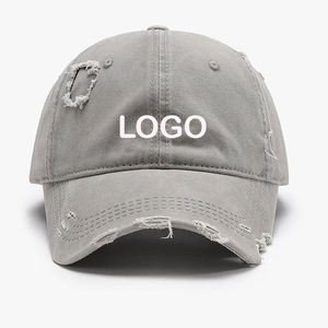 Gorra Desgastada de Moda, Prenda Premium, Visera Casual Ajustable con Logotipo Bordado Personalizado, Gorra de Venta Caliente con Borde Desgarrado - Product Image 1
