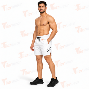 <b>Men's</b> <b>White</b> Quick Dry Board <b>Shorts</b> Mid Waist Drawstring Solid Color Casual Athletic Workout Gym Training <b>Shorts</b> - Product Image 2