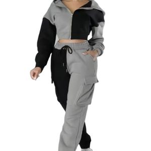 Conjunto de Uniforme de Trabajo de Dos Piezas para Mujer, Casual, Otoñal, Cortavientos, Transpirable, Antibacteriano, Chaqueta con Capucha y Pantalones Cargo - Product Image 1