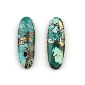 Crisocola Natural de alta calidad, cobre, 10x30mm, largo, ovalado, Parte posterior plana, cabujón calibrado, piedras preciosas sueltas, precio de fábrica al por mayor - Product Image 1