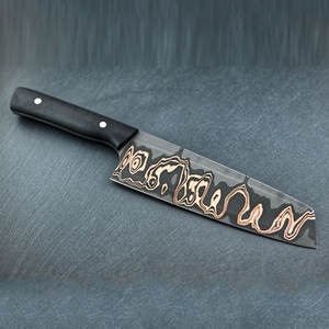 มีดเชฟทำมือคุณภาพพรีเมียมจากทองแดงดามัสกัส พร้อมด้ามไม้ตามหลักสรีรศาสตร์ สำหรับการทำอาหารระดับมืออาชีพและการเตรียมอาหาร - Product Image 2