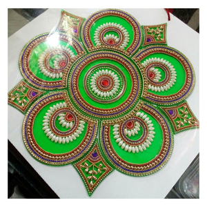 Rangoli Acrílico Multicolor Tradicional con Patrón de Pavo Real, Reutilizable, para Diwali, de Plástico y Polifoam + Cartón, Listo para Usar, Empaquetado a Granel - Product Image 1