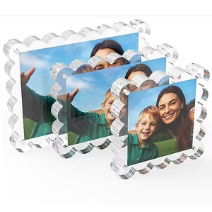 Clear Acrylic Handmade UV Printed <b>Photo</b> <b>Frame</b> Scalloped Edge <b>Magnetic</b> Double Sided Desktop Display Stand Modern REHMAN CRAFT - Product Image 1