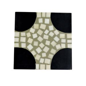 Juego de Posavasos de Resina de Hueso Resistentes al Calor y Ecológicos Artesign, Cuadrados, Color Negro Beige, 10x10 cm, Decoración de Arte Europeo Moderno para Bebidas - Product Image 1