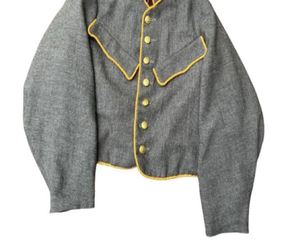 Gray Wool <b>Quilted</b> Jacket Men's Winter Shell Jackets Stand Collar <b>Single</b> Breasted Historical American Reproduction Shell Jackets - Product Image 4