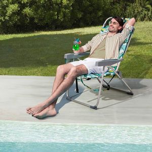 Chaise de plage surélevée en tissu Oxford, avec tube en aluminium blanc argenté, capacité 100 kg, dimensions 63*70*99 cm - Product Image 2