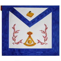 Tablier de Rite Écossais du 14e Degré, broderie bleue à la main, en tissu moiré noir de qualité supérieure