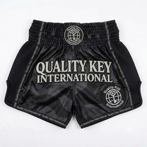 Shorts de Muay Thai et de boxe en satin respirant, à séchage rapide, avec panneaux latéraux sublimés et anti-humidité - Product Image 1