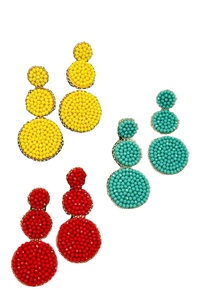 Boucles d'oreilles perlées de luxe à la mode avec broderie à la main en perles de graine-Boucles d'oreilles en perles noires avec empreinte de patte rouge fabriquées en Inde - Product Image 2