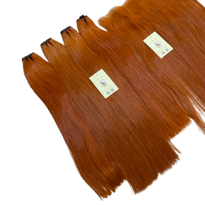 Extensions de cheveux humains vietnamiens bruts de haute qualité, double trame, tissées à la machine, lisses naturels, lots couleur cuivre-orange - Product Image 1