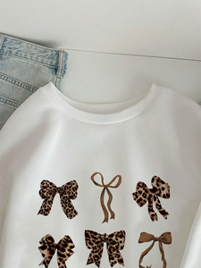 เสื้อฮู้ดดี้ลายเสือดาวพิมพ์ลายโบว์สำหรับผู้หญิง เสื้อผ้าลำลองผ้าฟลีซเข้าได้กับทุกชุด สไตล์สตรีท ใส่ได้ทั้งฤดูใบไม้ร่วงและฤดูหนาว - Product Image 6