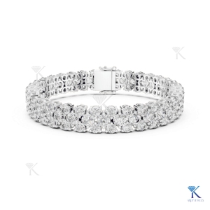 Luxury Double Row Diamond <b>Bracelet</b> 14K 18K <b>Solid</b> Gold Fine Women Cluster Tennis Jewelry Manufacturer Wholesale Supplier - Product Image 3