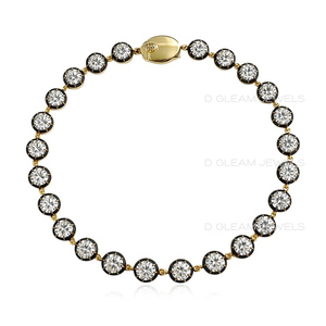 14K Gold Black Rhodium Lab Grown Diamond Tennis <b>Bracelet</b>, Georgian Cut Vintage Style Statement <b>Bracelet</b> Luxury Jewelry Gift for - Product Image 2