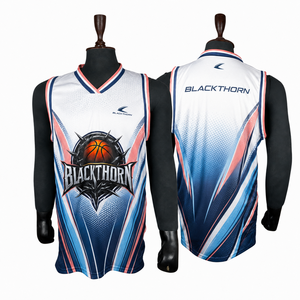 Camiseta de Baloncesto OEM para Hombre, Sin Mangas, Cuello en V, Cuello Acanalado, Malla de Poliéster Sublimada, Ajuste Atlético, Ropa Deportiva de Equipo - Product Image 1