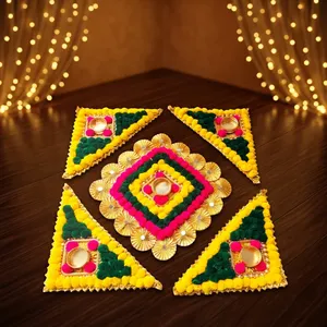 Decoración de Piso Rangoli Geométrica Tradicional para Diwali, Entrada Interior, 100% Hecho a Mano, Metal Ecológico, Portavelas Decorativo - Product Image 6