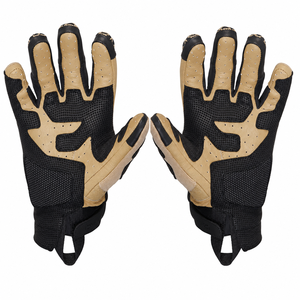 Tactical <b>Gloves</b> Black And Tan Leather Mesh Palm Breathable Design For Outdoor Use Unisex Fit for all Seasons - Product Image 4