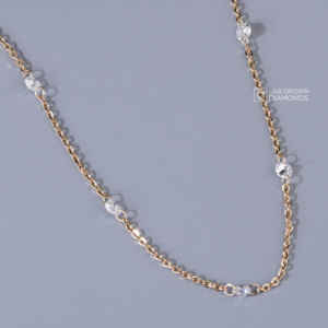 Wholesale 14K Yellow Gold Round Brilliant Cut Lab Grown Diamond Station <b>Necklace</b> OEM ODM Custom Fine Jewelry Women - Product Image 5