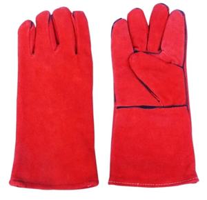 ถุงมือหนังวัวป้องกันความร้อนทนสีแดง,ถุงมือทำงานสำหรับช่างเชื่อมเพื่อความปลอดภัยยาว - Product Image 4