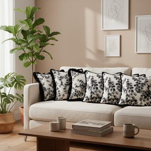 SOGA 45cm <b>Vintage</b> and Black Floral Decorative Pillow Cover Set 6PC for <b>Sofas</b> and <b>Beds</b> - Product Image 1