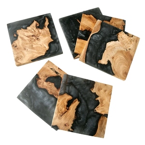 Handmade Acacia Wood <b>Epoxy</b> Resin Eco-Friendly Non-Toxic Drink Coasters Set | Modern Custom Logo Gift Coasters for <b>Coffee</b> <b>Table</b> - Product Image 5
