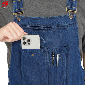 Durable Casual Streetwear <b>Men</b> Jeans <b>Overall</b> Adjustable Shoulder Straps Relaxed Fit Everyday Jeans Workwear Fashion Apparel - Product Image 4