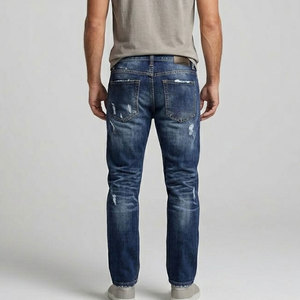 Jeans déchirés pour hommes, coupe slim, décontractés, tendance, bleu délavé, look moderne - Product Image 4
