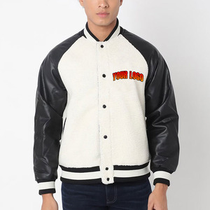 Vestes de baseball pour hommes avec logo personnalisé, style varsity, corps en laine, manches en cuir véritable, style bomber américain. - Product Image 4