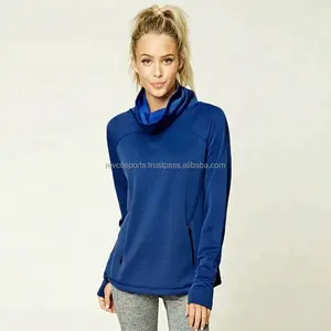 Vrijetijdskleding Sexy Dames Pullover Effen Hoodies Winter Mode Hoge Hals Volledige Mouw Thumbhole Vrouwen Koningsblauwe Sweatshirts