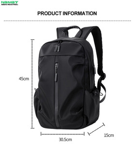 Wholesale Unisex Black Laptop Backpack College/School/Travel Bag Waterproof USB Feature <b>Letter</b> Pattern Polyester Lining For Boys - Product Image 4
