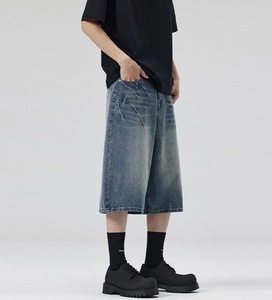 2026 <b>Men</b> Denim Half Length <b>Shorts</b> Jeans Zipper Button Retro Loose <b>Short</b> Pants Outdoor Fashion Streetwear <b>Short</b> Pants - Product Image 4