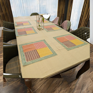 Ensemble de 6 sets de napperons en coton de haute qualité, durables et faits à la main, motif vie marine |   Thème océanique écologique |   Imprimé multicolore réutilisable - Product Image 6