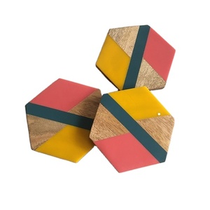 Set of 6 Elegant Lattice <b>Coasters</b> Mango Wood Resin Felt Silicone <b>Cork</b> Slate Holder for India Desk Kitchen for Christmas Holidays - Product Image 3