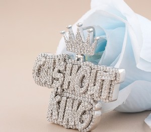 Pendentif Lettre Personnalisée en Or Blanc 10K avec Diamants de Laboratoire Sertis Pavé Style Hip Hop 5 Carats - Product Image 2