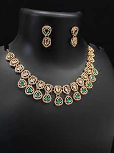 Conjunto de Collar y Pendientes AD para Mujer, Joyería Nupcial India, Diseño Geométrico en Latón Chapado en Oro Rosa, Hecho a Mano para Fiestas - Product Image 6