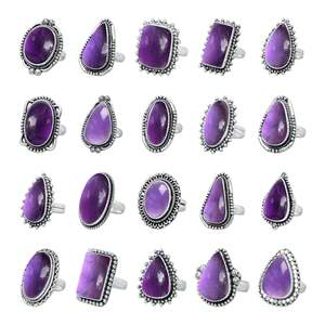 Handmade Unisex Amethyst <b>Ring</b> Bezel Setting Elegant Multi Gemstone Stylish Daily Wear Engagement Wedding Party Anniversary Gift - Product Image 1