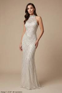 Vestido de Noche Elegante con Lentejuelas y Rayas Verticales, Cuello Halter sin Mangas, con Cuentas, para Invitadas a Bodas y Fiestas, Nueva Tendencia 2026 - Product Image 3