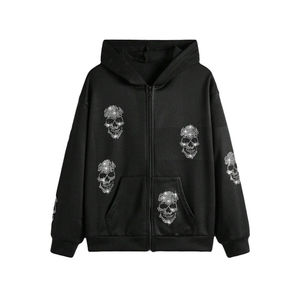Sweat-shirts à capuche personnalisés pour hommes, imprimés avec des motifs en strass, jersey en polyester/coton, streetwear d'automne, imprimé à l'écran, couleur verte sur le côté - Product Image 2