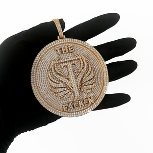 Pendentif rond en moissanite et diamant, collier en argent 925, style hip-hop, bijoux sertis de pierres - Product Image 3