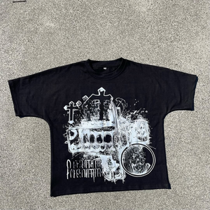 T-shirt pour homme personnalisé, coupe ample et oversize, 100% coton, style streetwear hip-hop avec impression DTG du logo sur tissu épais - Product Image 1