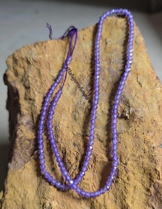 Collar de cuentas de circonita cúbica morada lavanda de 2.50 MM, piedras preciosas redondas facetadas, regalo para otra persona - Product Image 5