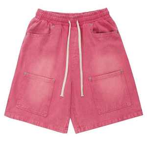 Shorts de survêtement unisexe délavés effet soleil avec cordons longs, impression 3D personnalisée, 100% coton, bords bruts, shorts d'été délavés à l'acide pour hommes - Product Image 6