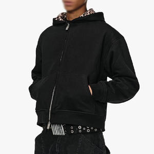 Sweat à capuche épais personnalisé pour homme, coupe droite, 100 % coton molletonné, délavage acide, brodé, teint uni, style urbain - Product Image 2