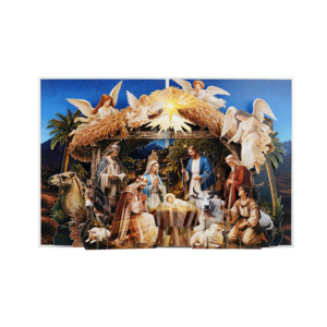 Tarjeta de felicitación navideña 3D OEM con diseño de la Natividad, escena religiosa con ángeles y estrella, marca personalizada. - Product Image 2