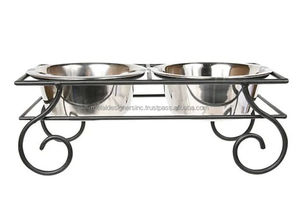 Mangeoire pour chien en fer surélevée Design Double Diner Bols en acier Pet Dog Cat Stand-Raised Dish Feeding Food & Water - Product Image 2