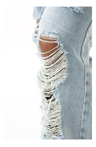 Vaqueros desgastados con parches personalizados, corte ajustado, recto, holgado, estilo streetwear, efecto apilado, denim vintage lavado, estilo Y2K, elásticos - Product Image 2