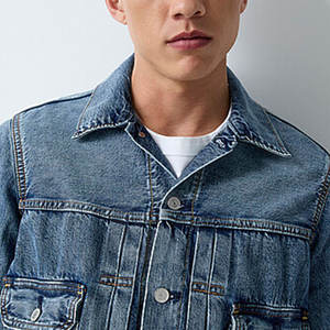 Chaqueta de Mezclilla con Lavado Ácido para Hombre, Chaqueta de Mezclilla Estilosa, Estilo Casual Urbano, Cierre de Botones, Prenda Exterior de Mezclilla a la Moda, Uso Diario - Product Image 4