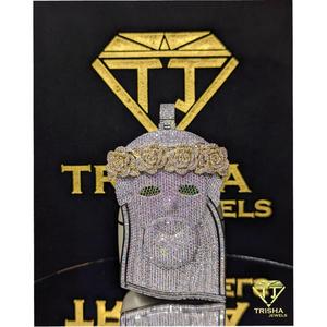 Pendentif masque facial en diamant Moissanite VVS, argent sterling 925, style hip-hop luxueux, bijoux personnalisés pour homme par Trisha Jewels - Product Image 5
