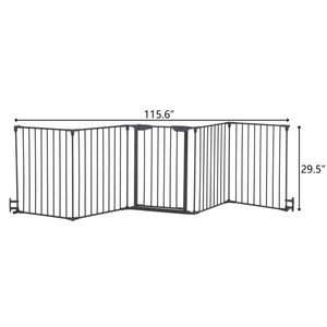 5 Pieces Black Foldable Fireplace Fence 295.8*74.8*2cm Accessory Set - Product Image 2